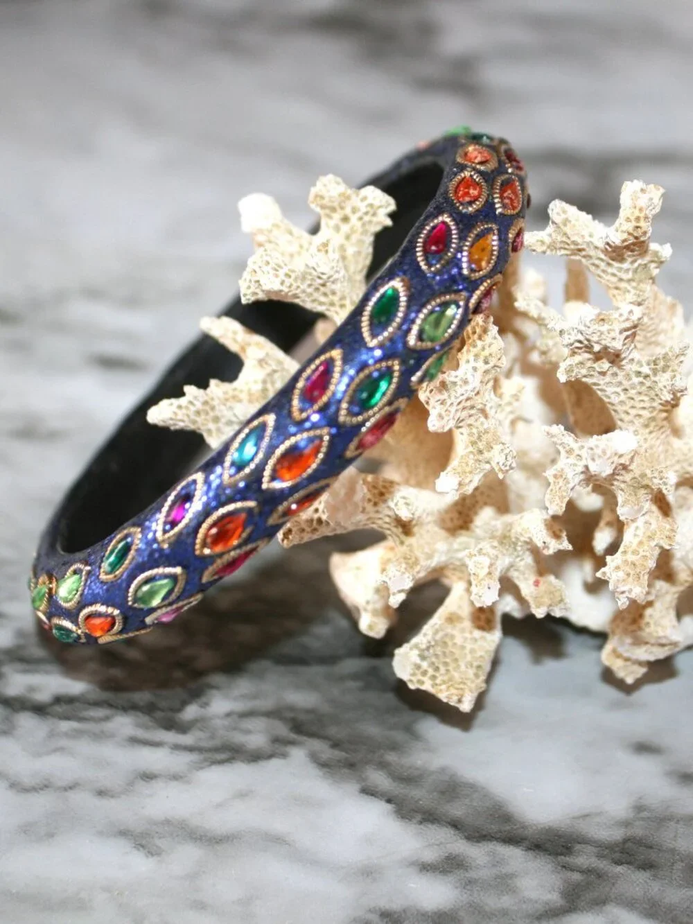 Bracelet Bangle Round Blue Sparkle Colorful Crystal Costume Jewelry Accessory